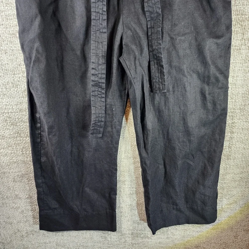 Everlane Linen Picnic Jumpsuit Womens 12 Black Button Belted Adjustable Straps